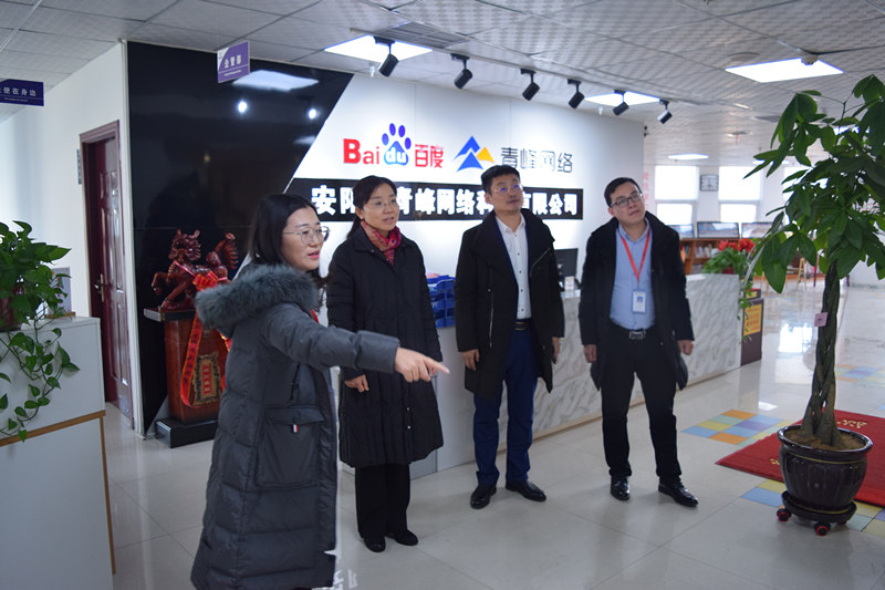 中共河南省委網(wǎng)信辦社評(píng)處處長(zhǎng)李麗同志，中共安陽(yáng)市委網(wǎng)信辦副主任、市互聯(lián)網(wǎng)行業(yè)黨委書(shū)記王曉萌同志蒞臨安陽(yáng)青峰網(wǎng)絡(luò)參觀(guān)指導(dǎo)！